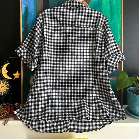 Allison Daley Black and White Checkered Blouse 22W - Picture 12 of 16